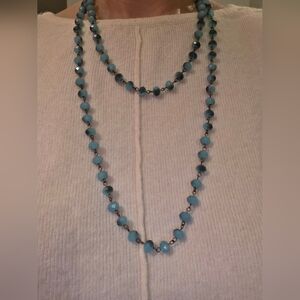 Moody Boho Long Layering Strand, Gunmetal Statement Necklace